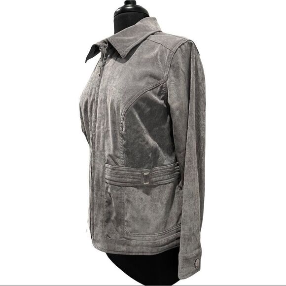 CHRISTOPHER & banks gray corduroy jean jacket style jacket sz M - Picture 4 of 12
